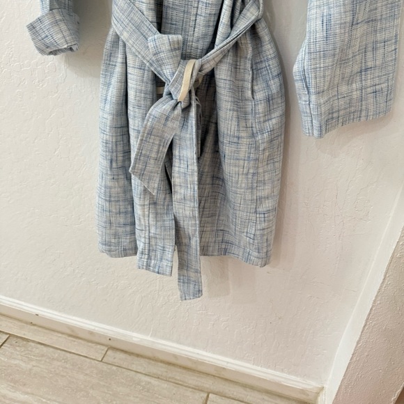 Hudson Park Collection Blue White Waffle Knit Midi Wrap Robe Size L/XL - Picture 4 of 7